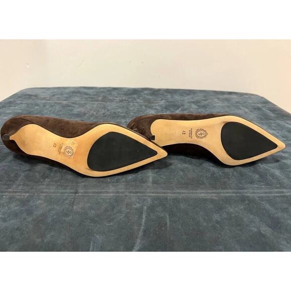 Sarah Flint Brown Suede & Snakeskin Bow Heel Pumps Size 11 US / 42 EUR - Picture 6 of 9